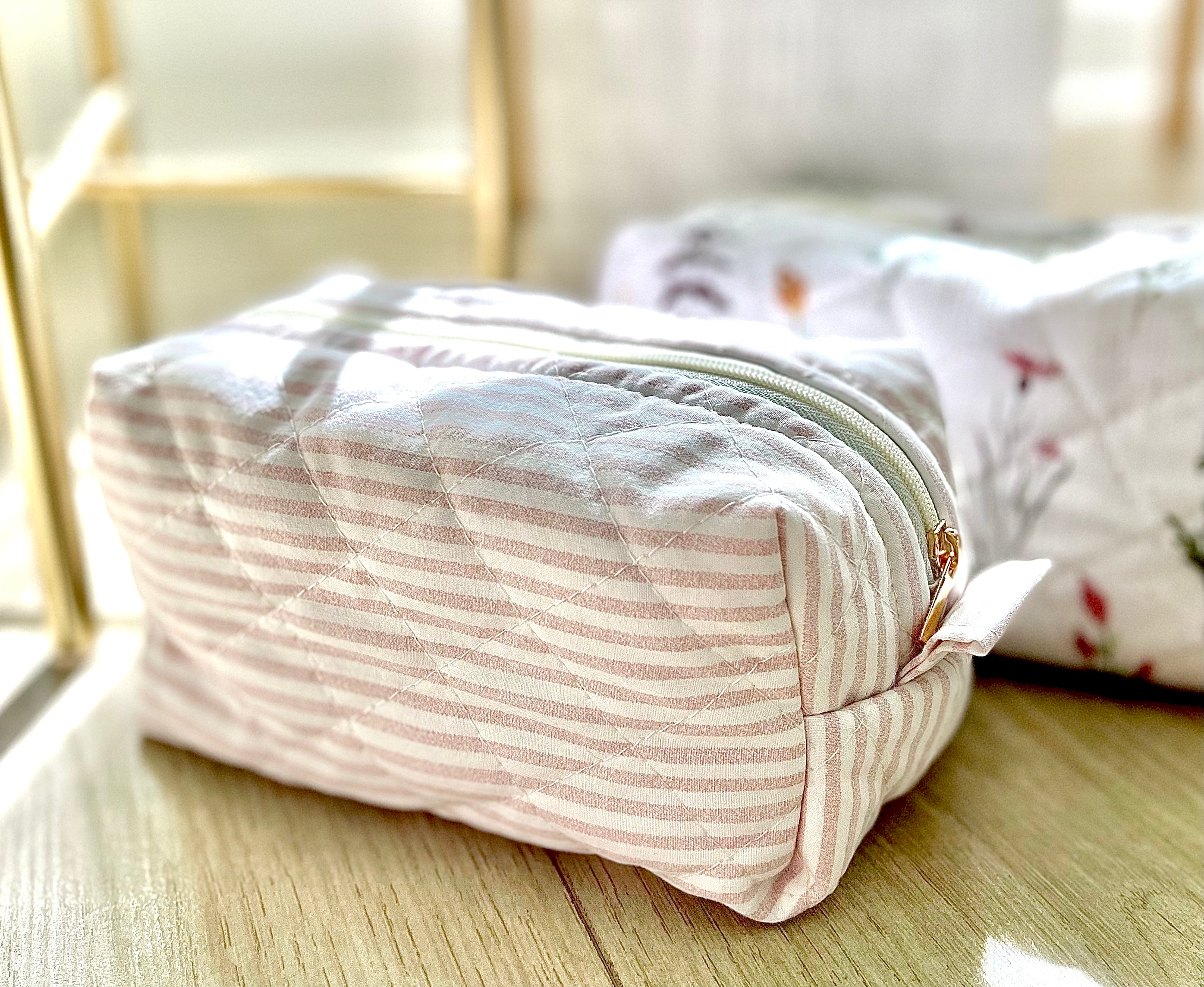 Pink Striped Quilted Bags
