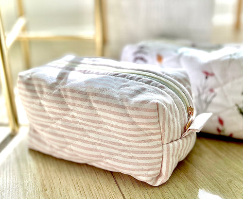 Pink Striped Quilted Bags