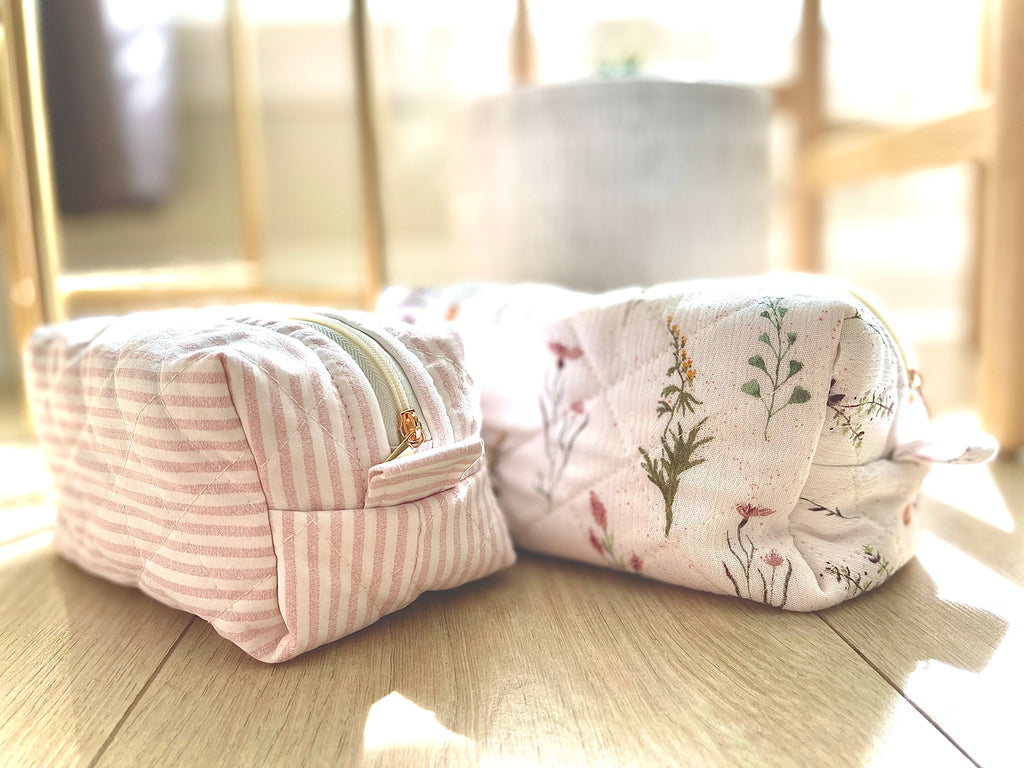 Pink Striped Quilted Bags