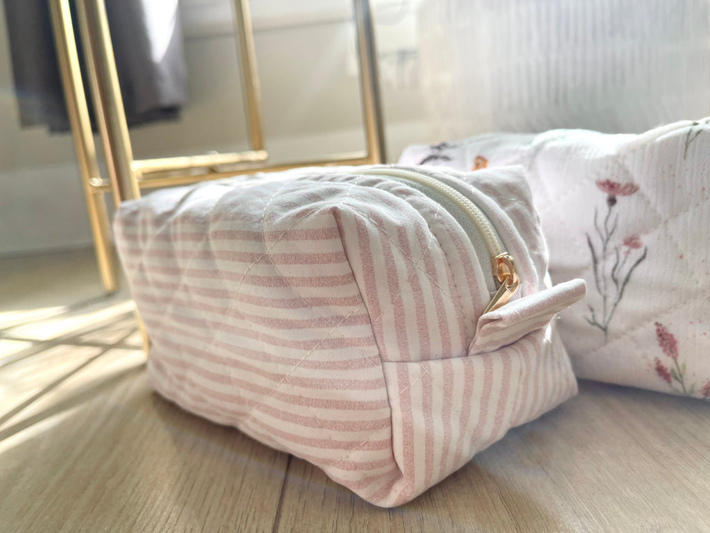 Pink Striped Quilted Bags