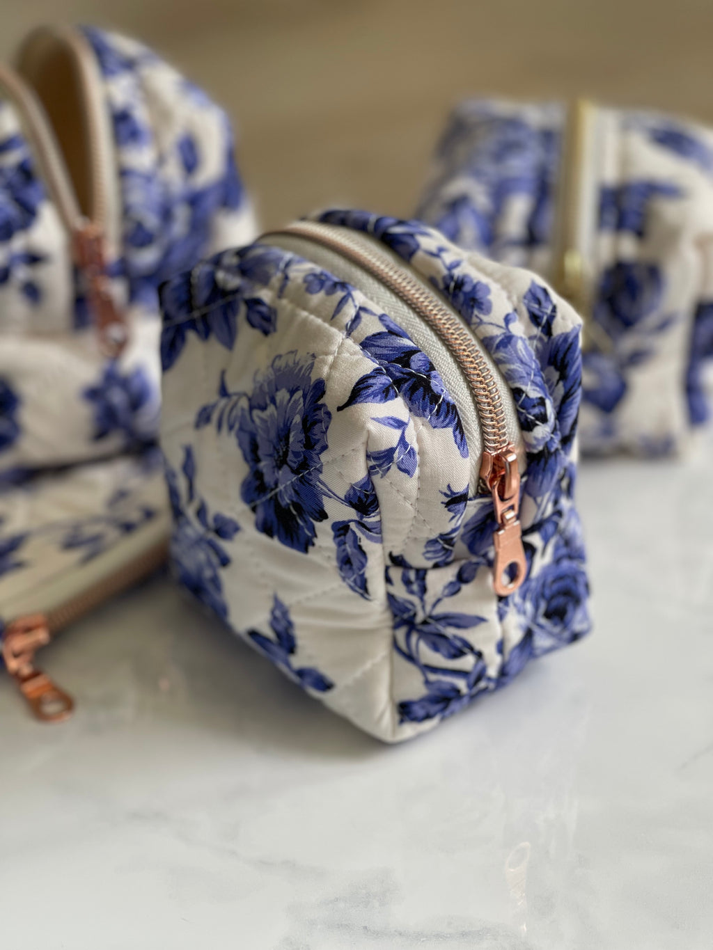 Blue Garden -Small Square Makeup Bag