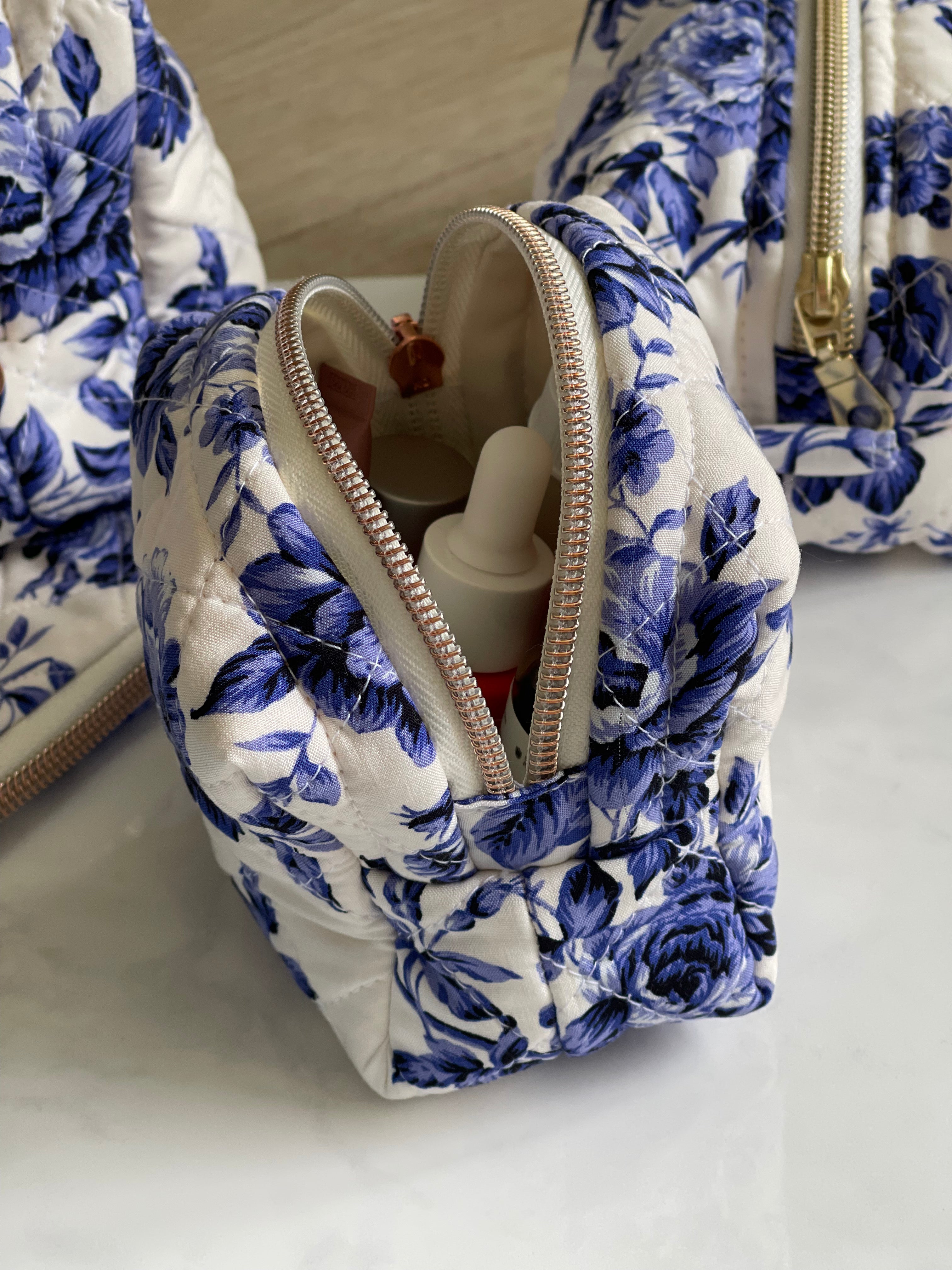 Blue Garden -Small Square Makeup Bag