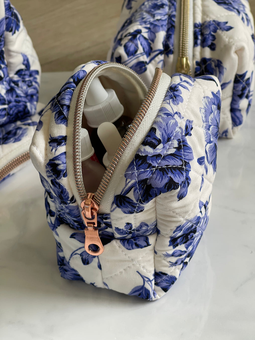 Blue Garden -Small Square Makeup Bag
