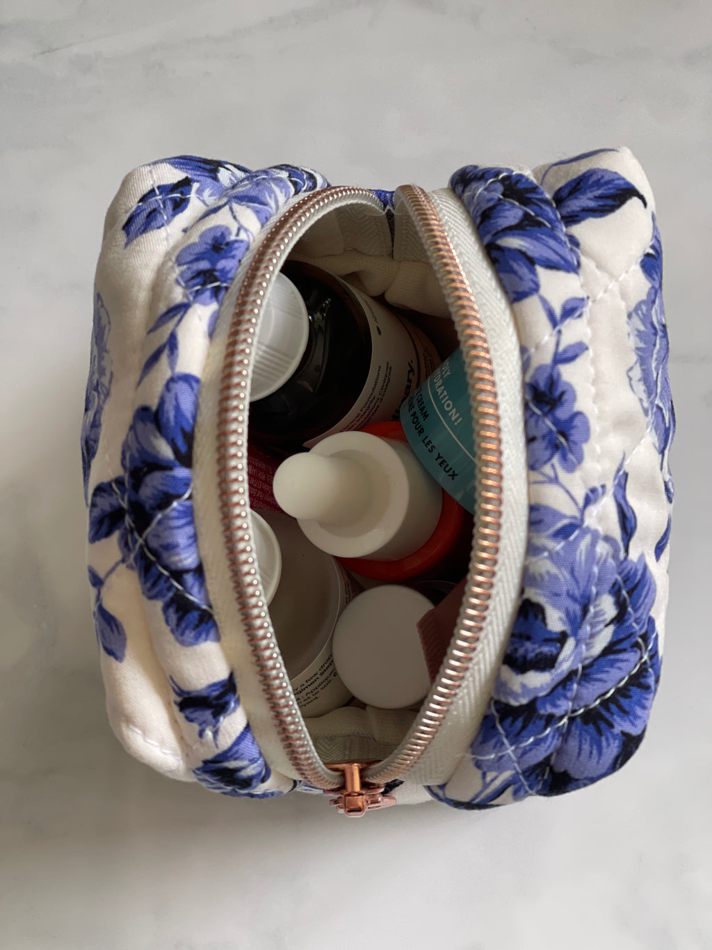 Blue Garden -Small Square Makeup Bag
