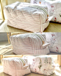 Pink Striped Quilted Bags