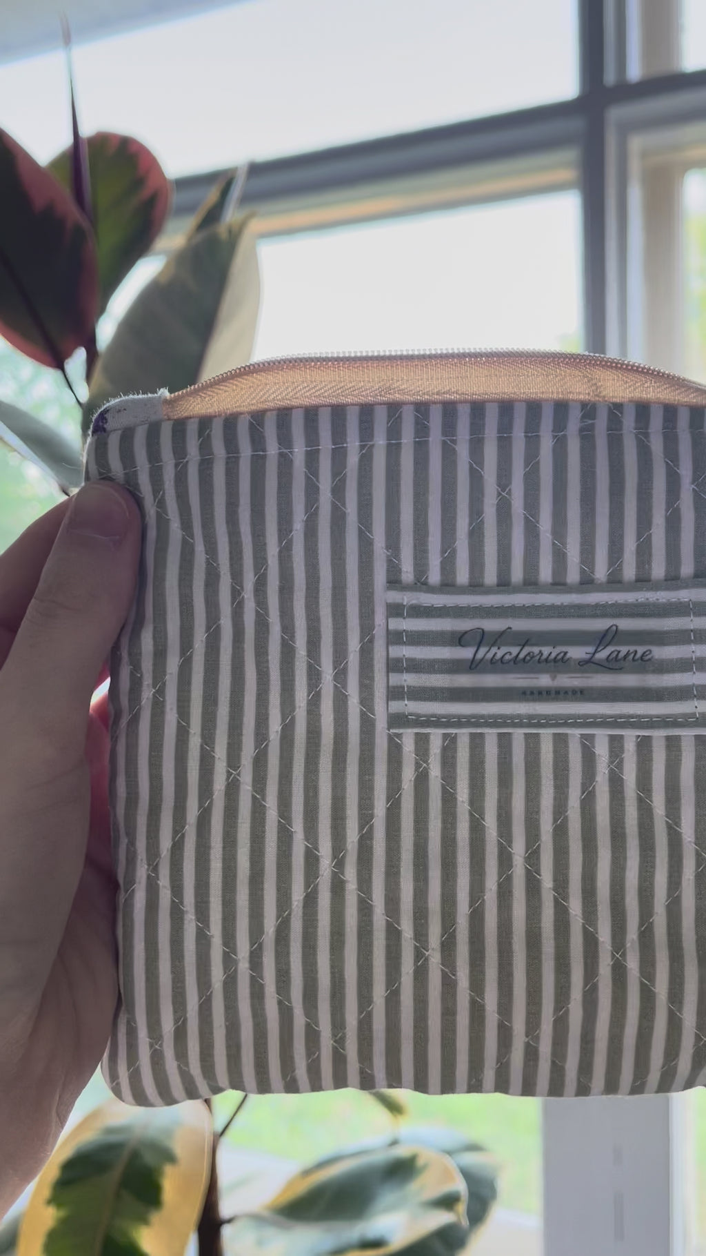 Green Stripe -Makeup Pouch